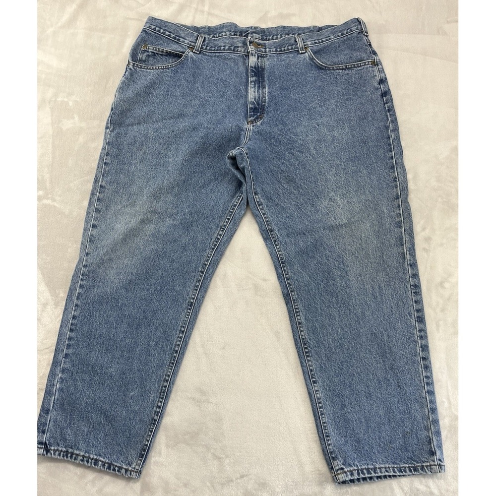 LL Bean VTG Jean Men 46x30 Blue Wash Double L Straight Leg Cotton Work made USA